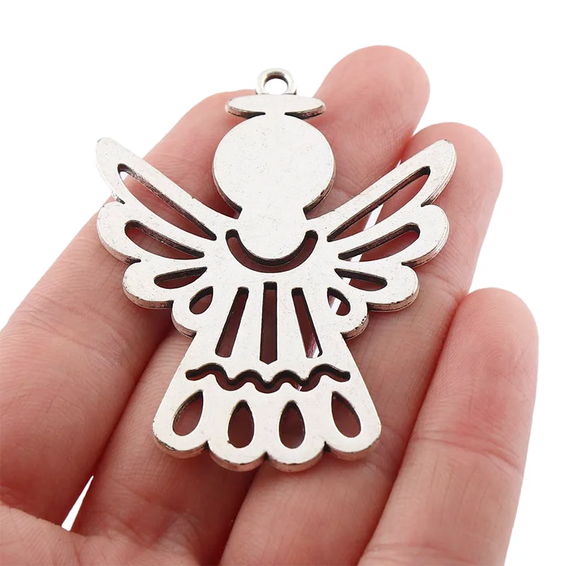 6 x Tibetan Silver Large Guardian Angel Charms Pendants 2 Sided for Necklace Bracelet Jewelry Making Accessories