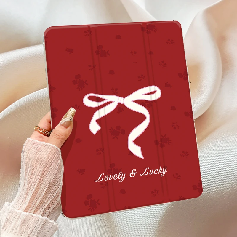 

Retro Red floral bow TABLET CASE FOR iPad pro 10/11-Inch 2020/6th/7th /8th /Air 3rd/Air 4th/9th gen/Air 5th Gen 2022/Air 16