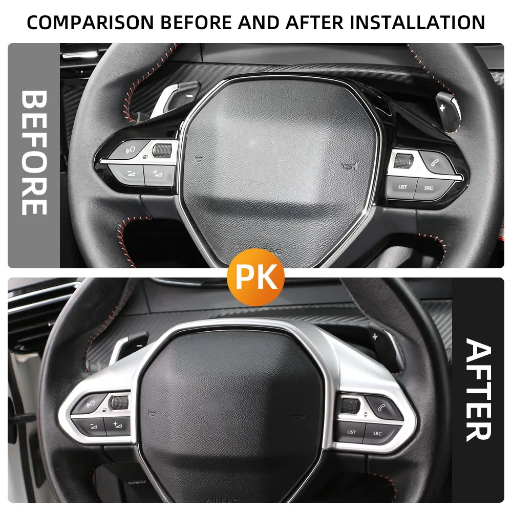 Car Interior Steering Wheel Panel Cover Trim for Peugeot 208 308 408 508 2008 3008 5008 Decorative Sticker Protector Accessories view 2