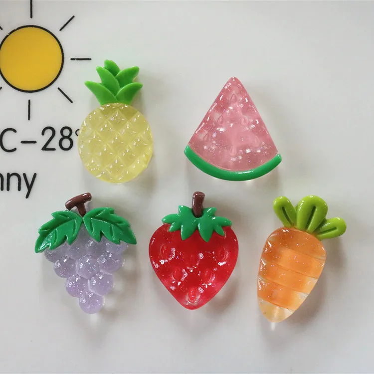 5pcs cute miniso series fruit cartoon resin flatback cabochons diy crafts materials jewelry making charms