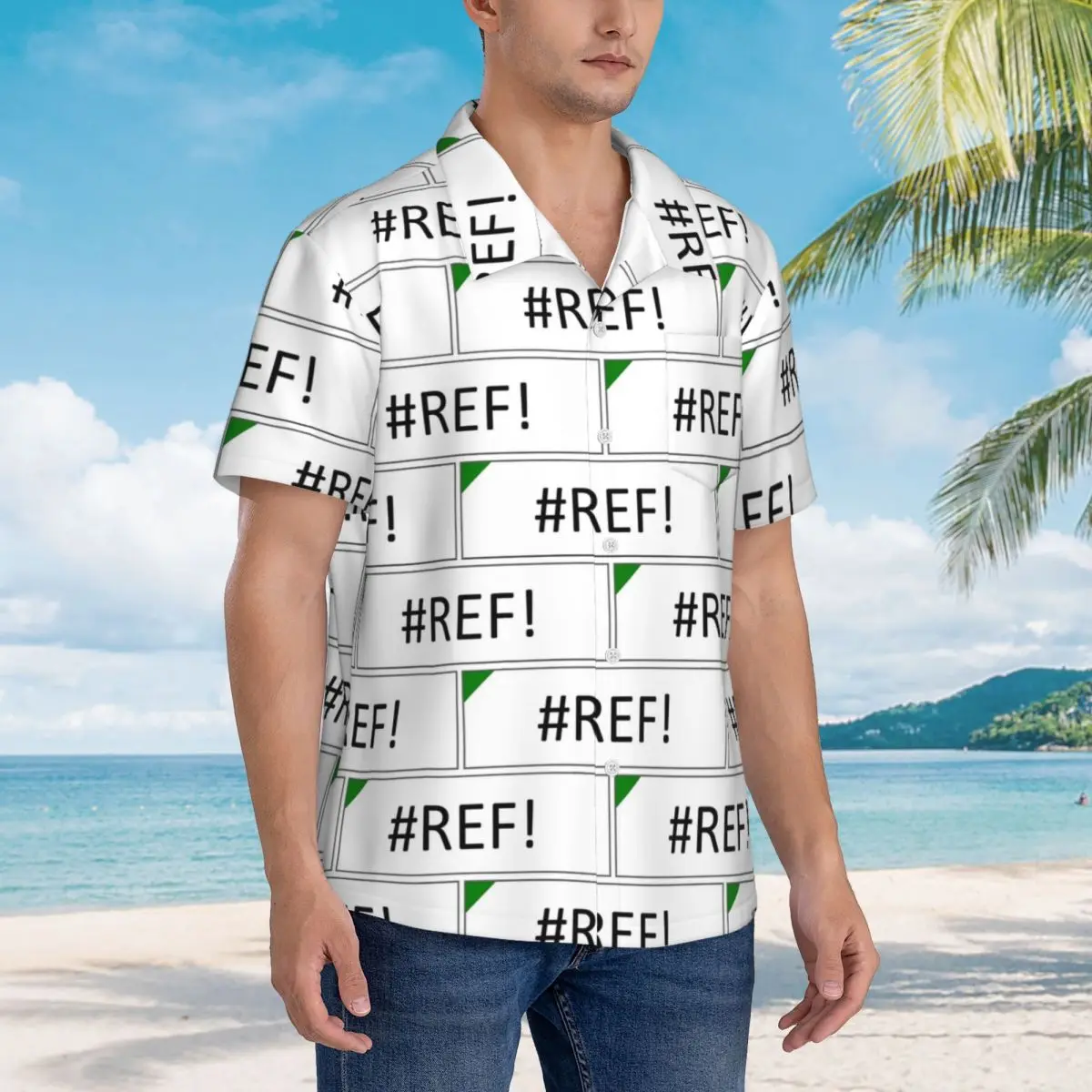 

Excel #REF! Error Hawaiian Shirts Fashion Men Short Sleeve Shirt for Summer Beach Men's Lapel Tops