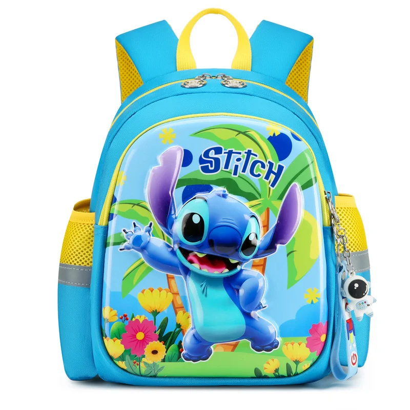 Disney Stitch Student Schoolbag, bonito dos desenhos animados, leve, grande capacidade, almofada de ombro, mochila infantil impermeável, novo