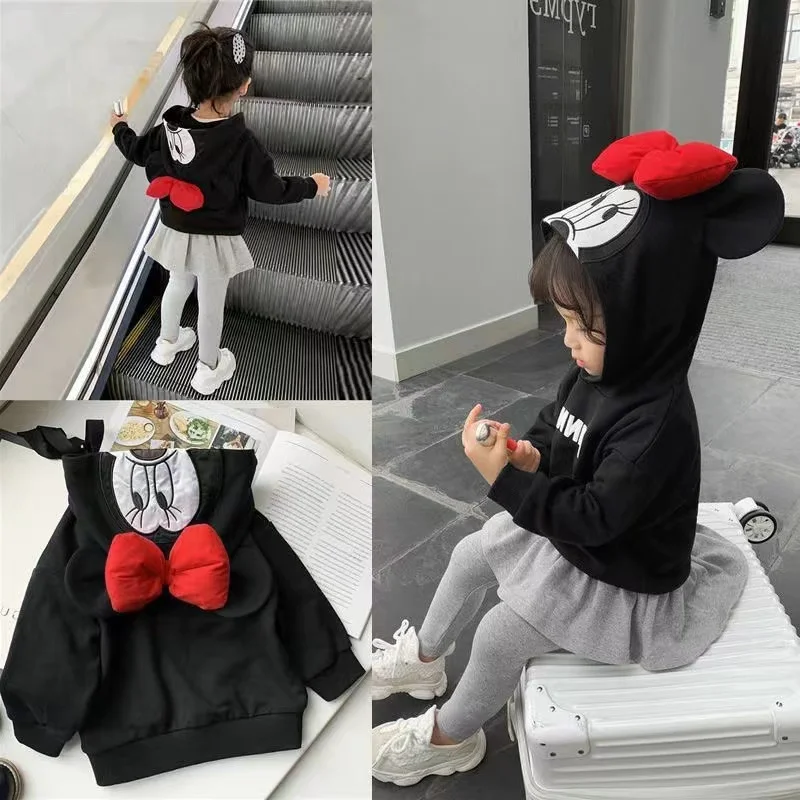 Chaqueta de dibujos animados para niños y niñas, abrigo cálido de Mickey, Minnie, Daisy, sudaderas con capucha, Parka gruesa, ropa de abrigo para niños, Otoño e Invierno