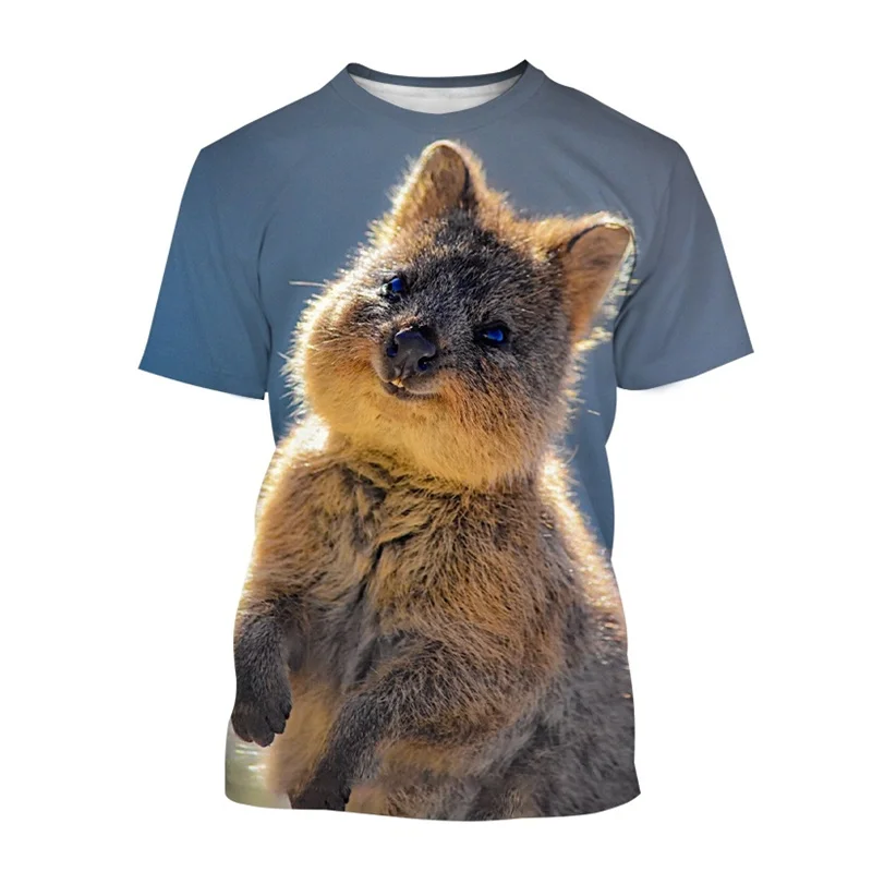 Australia Quokka T-Shirts For Men Casual Animal Graphics 3D Print Women Classic Tee Round Neck Short Sleeve Tops Kids Clothing