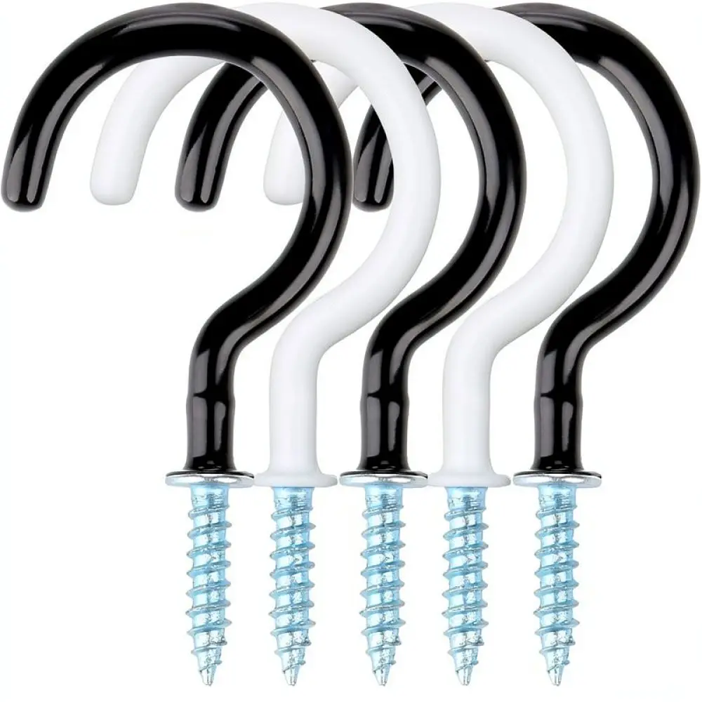 2.9 Inch Vinyl Coated Screw In Ceiling Hooks Heavy Duty Metal Storage Hanger For Kitchen Garden Wall Hanging Organizer