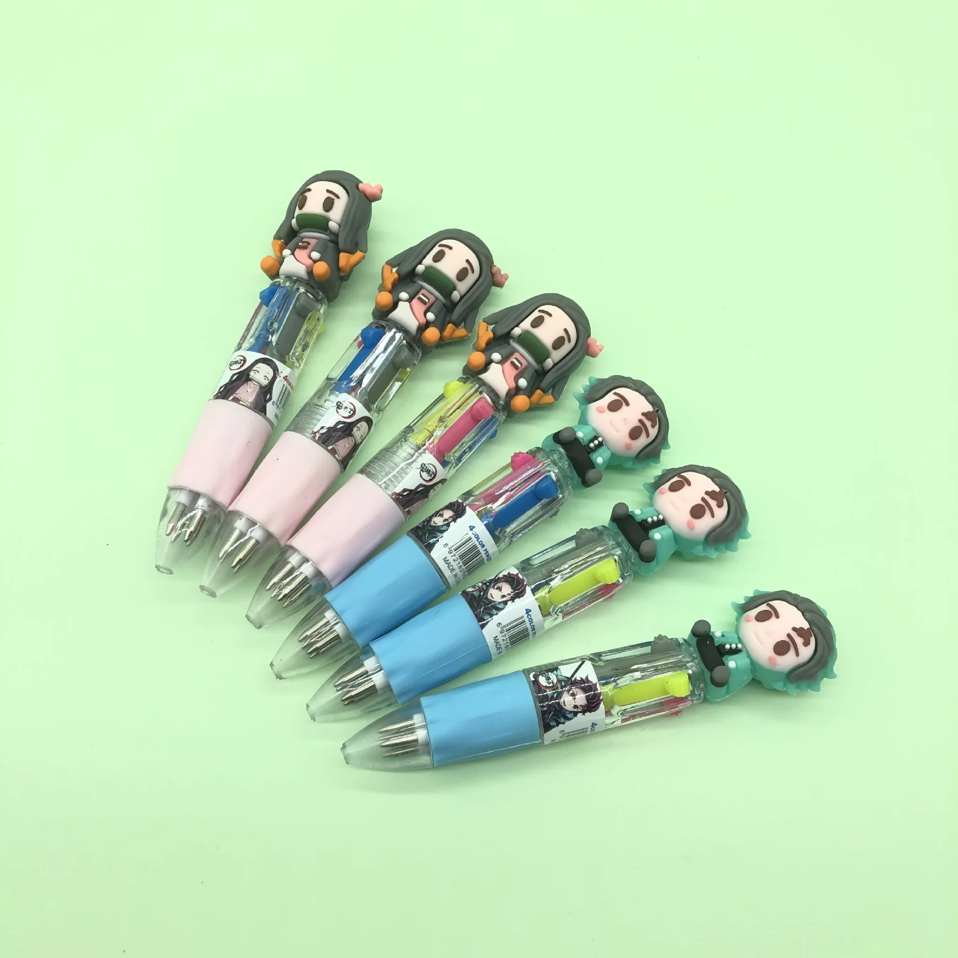 Anime  Kamado Tanjirou Nezuko Mini 4 Color Ballpoint Pen Colorful Pens Students School Stationery Supply Child Gift