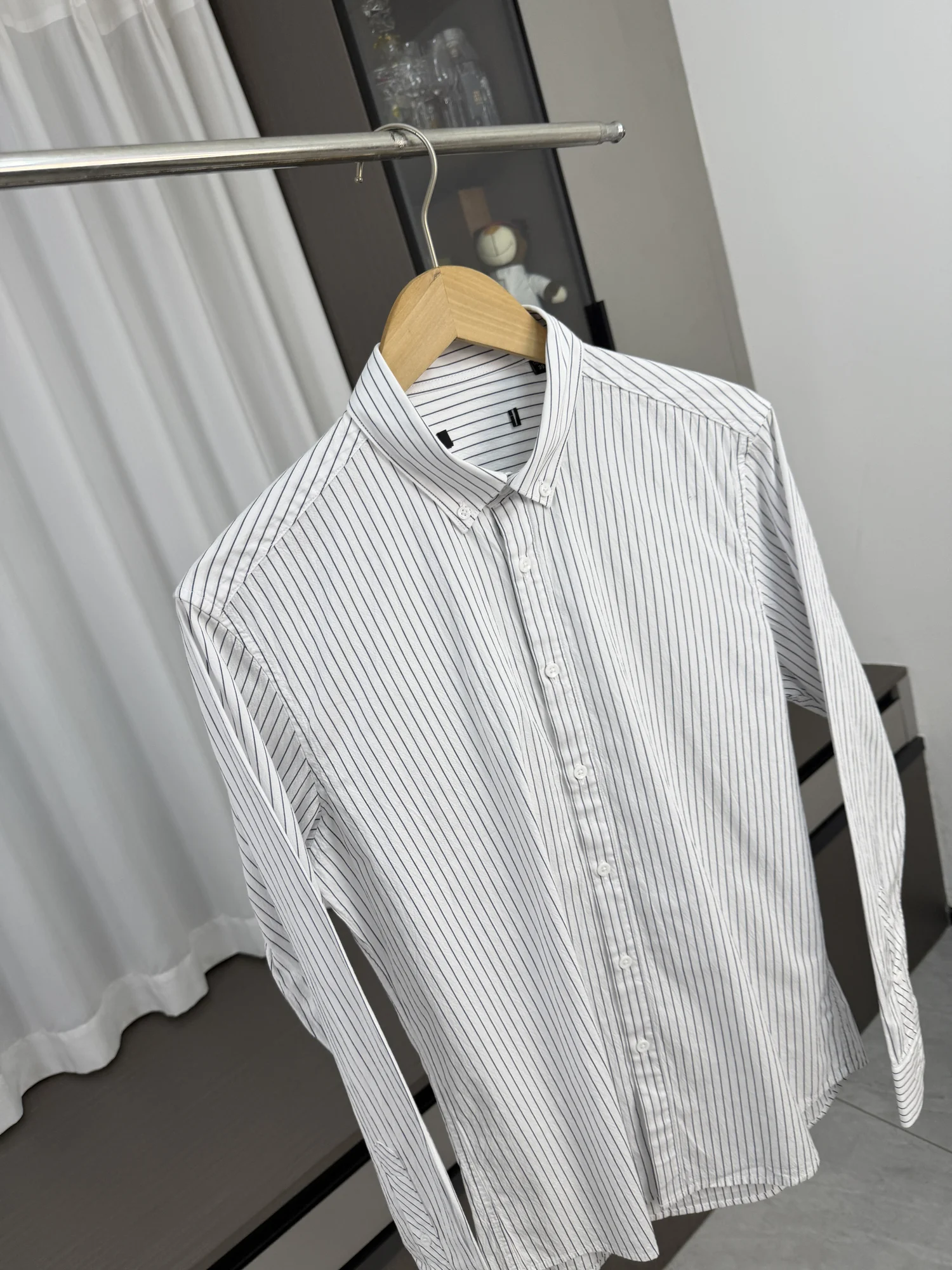 Comfortable Long Sleeve Men's Shirt 90% Cotton Modal Soft Striped Casual Style Breathable Loose Fit Button Closure