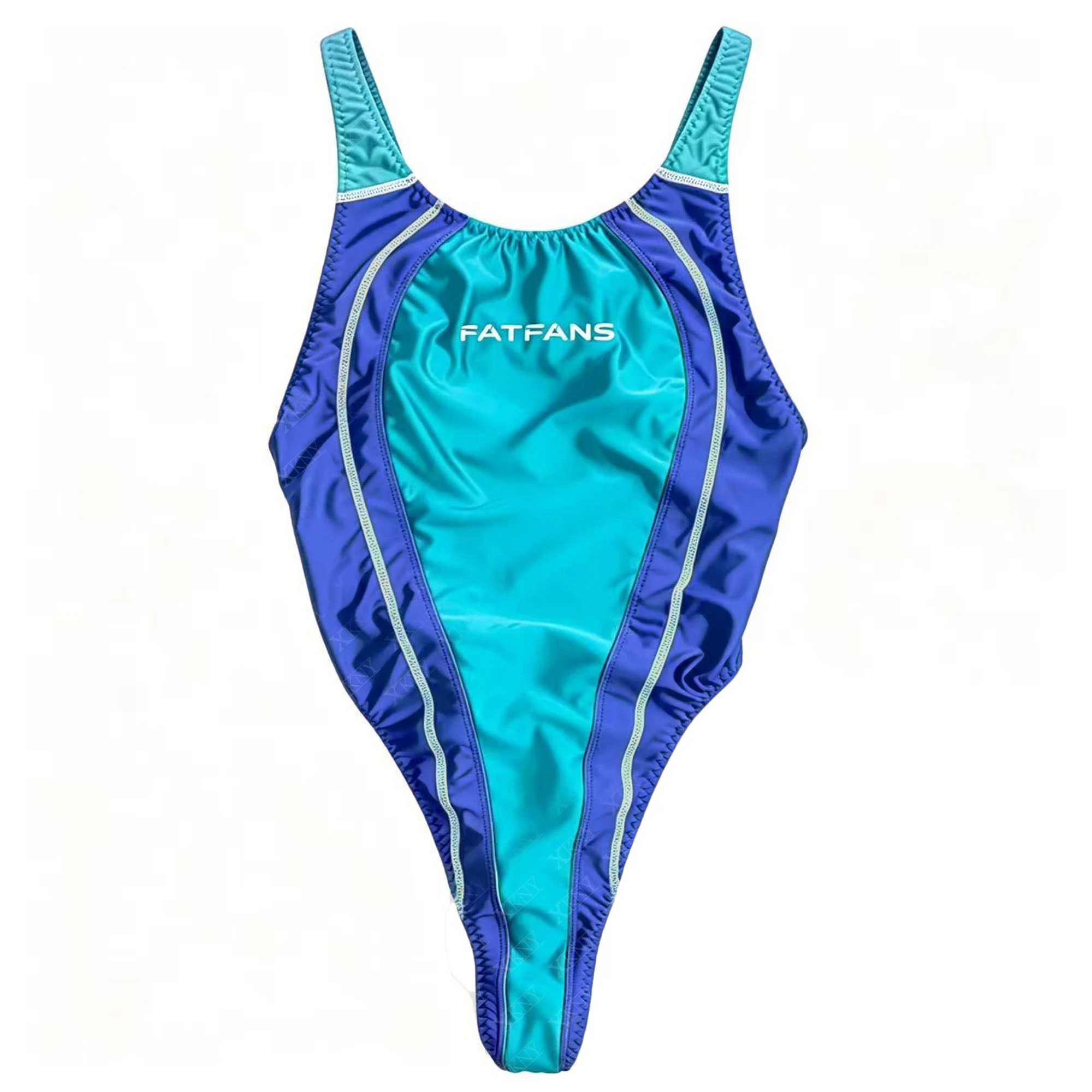 XClocKNYoung satin glossy swimsuit oil shinny colour match one piece swimsuit silk smooth Sporting Training Swimsuit