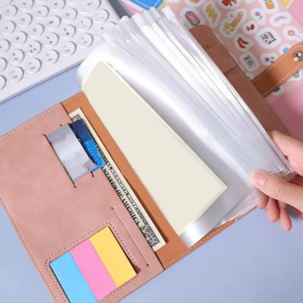 PU A6 Soft Budget Binder Planner Colorido 6 Buracos Fichário Bolsos A6 Manual Armazenamento Bolsa Poupança de Dinheiro