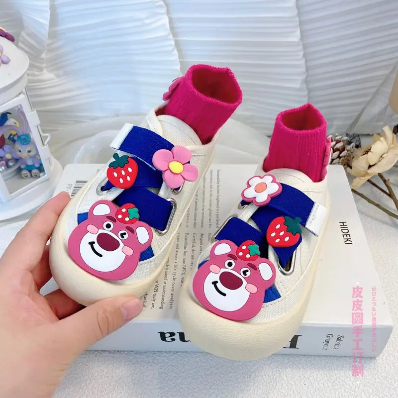 2024 new Strawberry Bear Lotso Spring And Children Small White Girls Autumn Baby Canvas children Shoes кеды кроссовки детские