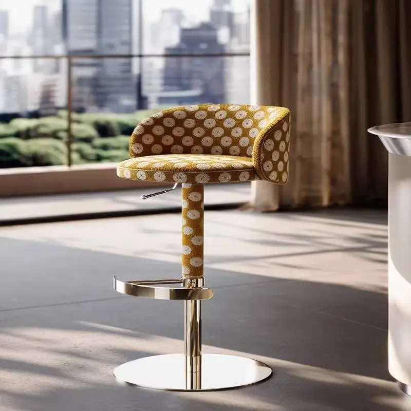 

Modern Luxury Bar Chair Design Backrest Cloth Adjustable Bar Chair Ergonomic Swivel Velvet Sillas Silla Alta Club Furniture