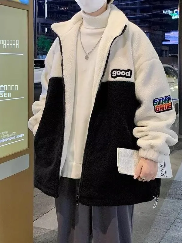 

Мужская зимняя куртка из овечьей шерсти с утеплением, теплая, с воротником-стойкой, на хлопковой подкладке, для учащихся средних и старших классов