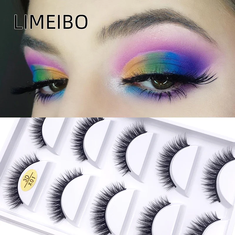 Natural Long False Eyelashes 5Pairs Dramatic Soft 3D Mink Lashes Thick Fake Eyelash Extension Faux Cils Makeup maquiagem X08 X01