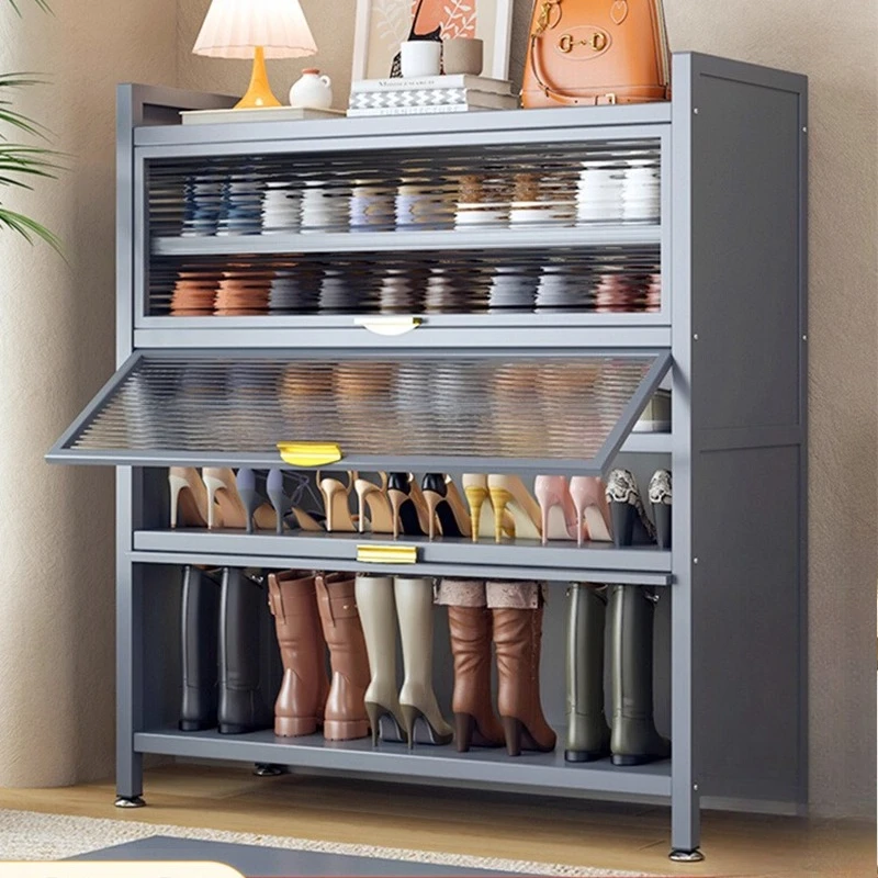 

Steel shoe cabinet, floor-to-ceiling multi-layer entrance at the household entrance, upturned door storage cabinet integrated