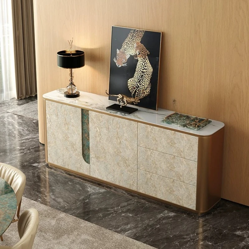 Dining side cabinet light luxury high-end living room solid wood storage cabinet new sofa backrest storage cabinet