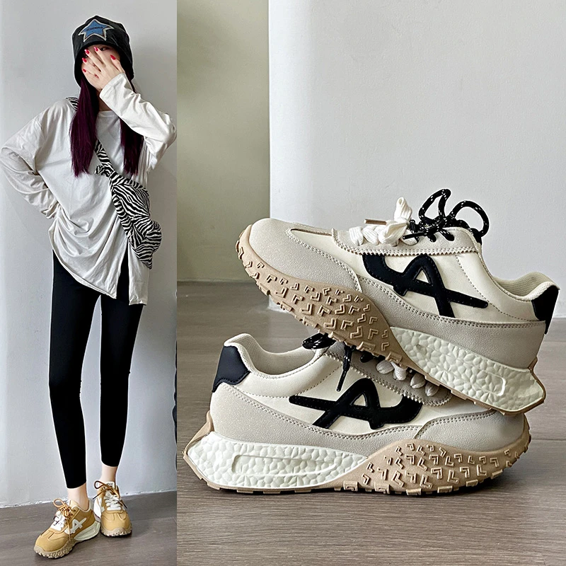 

2026 New Spring Summer Women's Thick Sole Retro A-gan Sneakers Trendy Comfortable Easy-Match Breathable Casual Sports Shoes