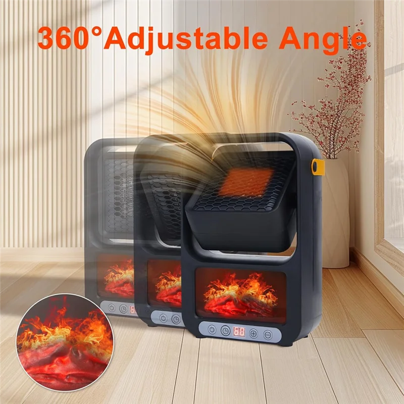 75STO-Small Space Heater For Indoor Use Portable Electric Fireplace Heater Realistic 3D Flame Mini Room Smart Heater