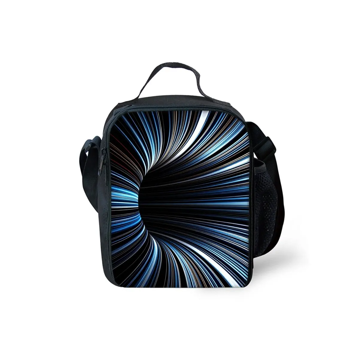 Laser Vortex Print Shoulder Strap Insulated Lunch Bags 2D Cartoon Boy/Girls Picnic Food Preservation Lunch Box Bag Thermal