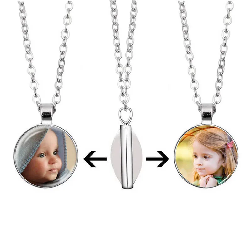 Diy Creative Handmade Double-Sided Custom Pendant Necklace Personality Cute Baby Children Family Couple Art Crystal Photo Jewelr