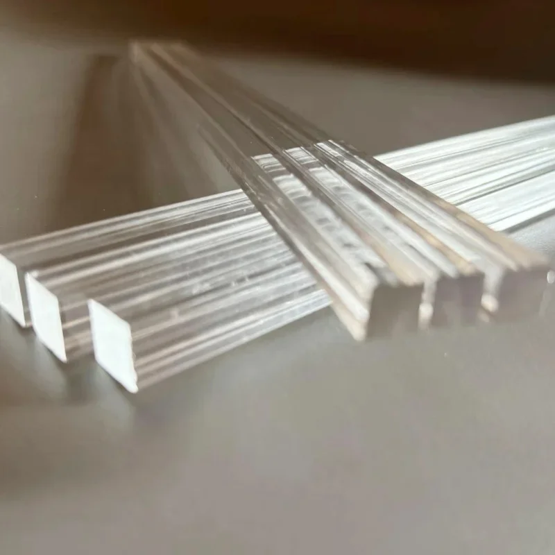 1-6Pcs Length 200mm/495mm Transparent Acrylic Square Bar 2x2mm-60x60mm PMMA Plexiglass Solid Square Bar Decorative Card Strip