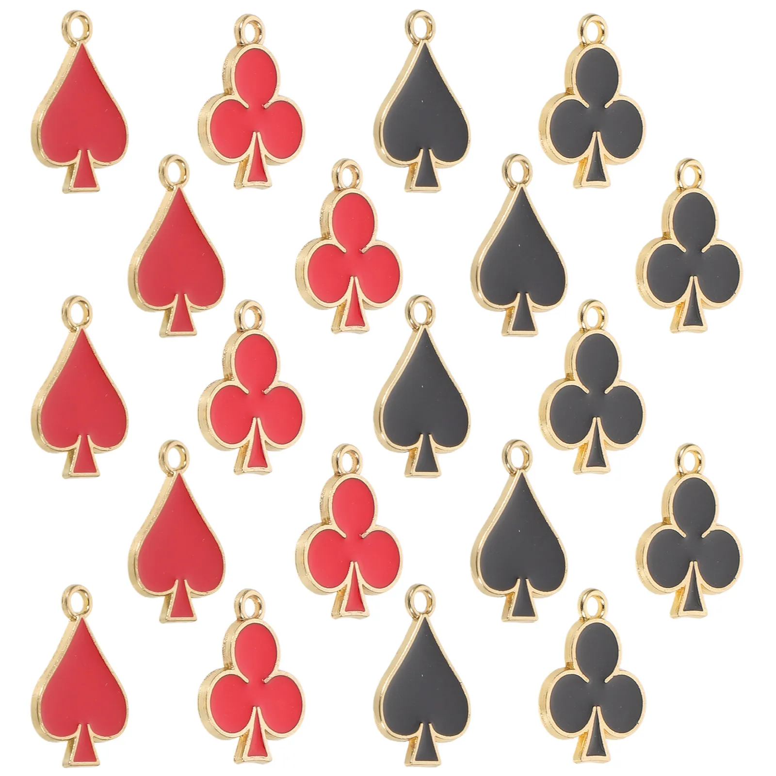 

40Pcs Playing Card Pendant Charms Alloy Oil Drop Drop for DIY Jewelry Making Bracelets Earrings Necklaces Spade Club Heart