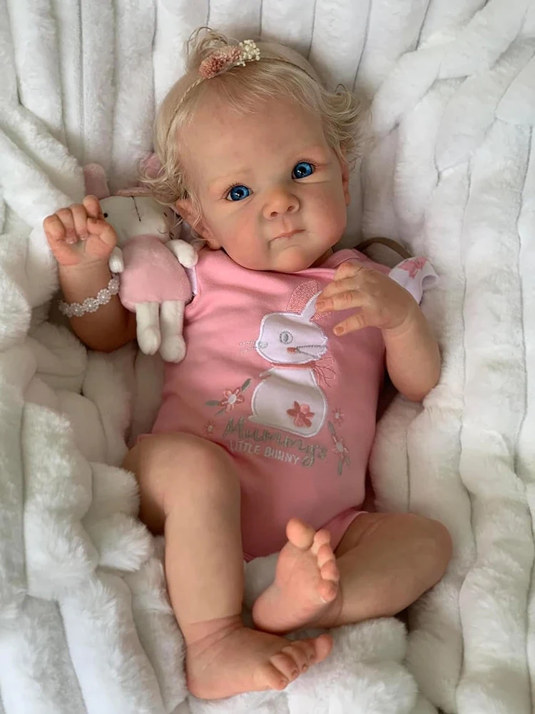 

Reborn Baby Dolls 45cm Lifelike Newborn Soft Silicone Full Body Blonde Girl Realistic Visible Veins Toddler Kids Doll Toy Gifts