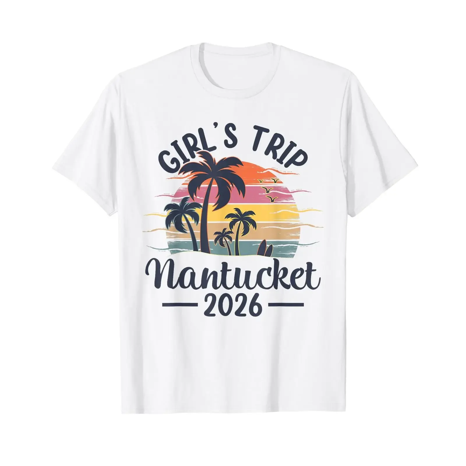 Nantucket Beach Girls Trip 2026 Vintage Sunset Summer Vibes T Shirt vintage Washed Stretched Slightly Casual Soft Breathable