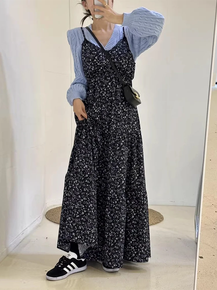 Ele Frühling Vintage Spitze Trim V-ausschnitt Abnehmen Lange Floral Off-ulder Dr frauen Pendeln Sle Gedruckt Chiffon Maxi Dr