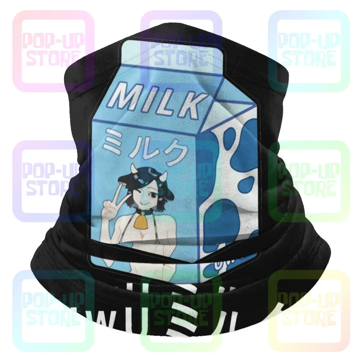 Uwu Milk Anime Hentai vaca chica Moo leche cartón microfibra cuello polaina Bandana bufanda más cálida ciclismo alta calidad