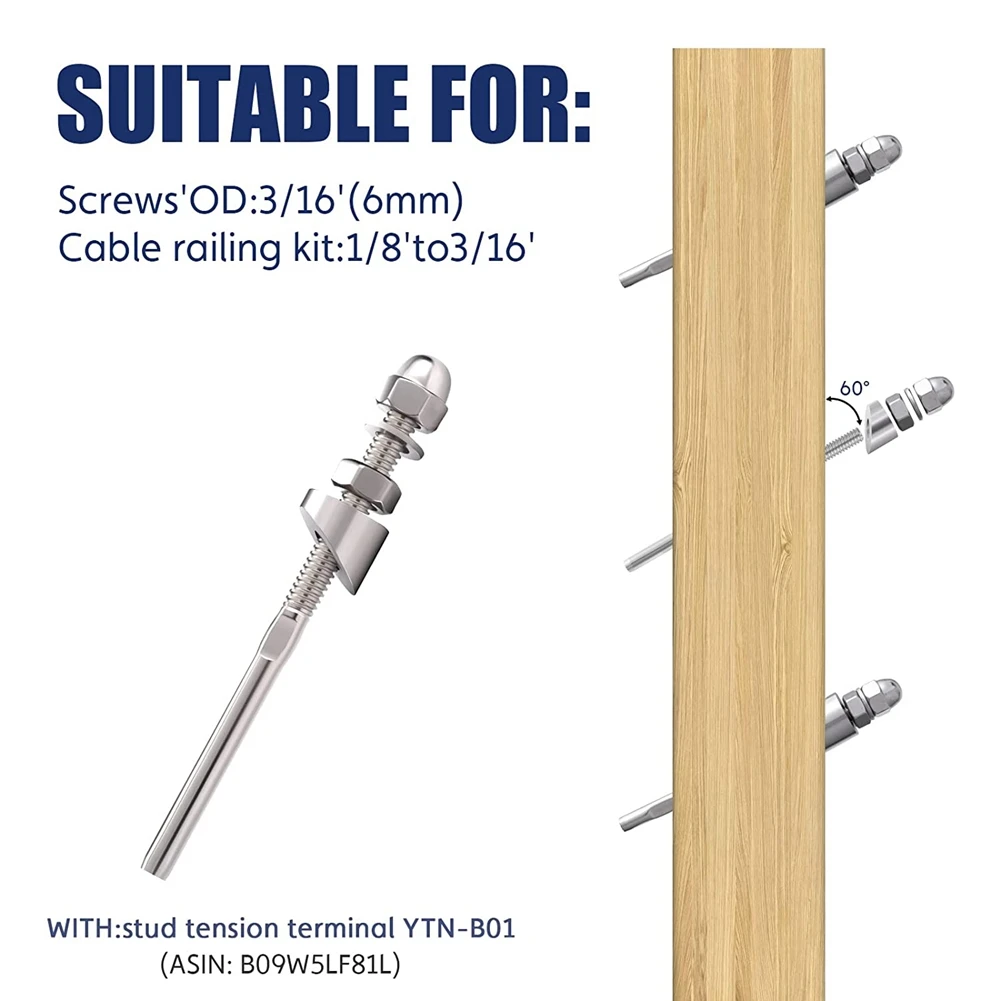 Arandela biselada de ángulo de acero inoxidable, arandela de 30 grados, 1/4 pulgadas/6,6mm, Kit de barandilla de Cable, 10 paquetes