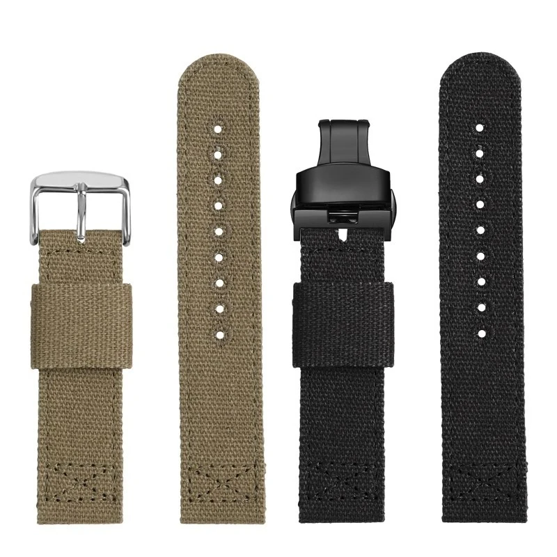 18mm 20mm 22mm Thickened Canvas Watch Strap for Citizen Casio Seiko No.5 Outdoor Sports Nylon Strap Waterproof Sports Wristband