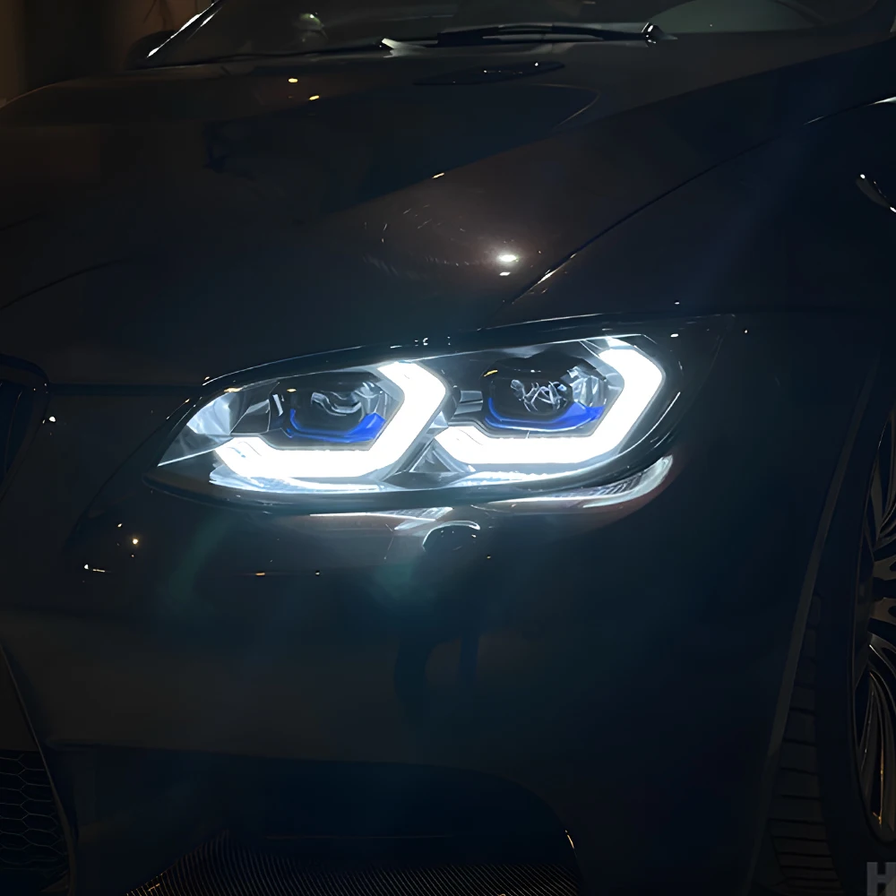 لسيارات Bmw 3 Series E92 E93 320I 325I M3 2007-2010 Led مجموعة مصابيح أمامية للسيارات ترقية الأصفر Drl العارض عدسة اكسسوارات السيارات