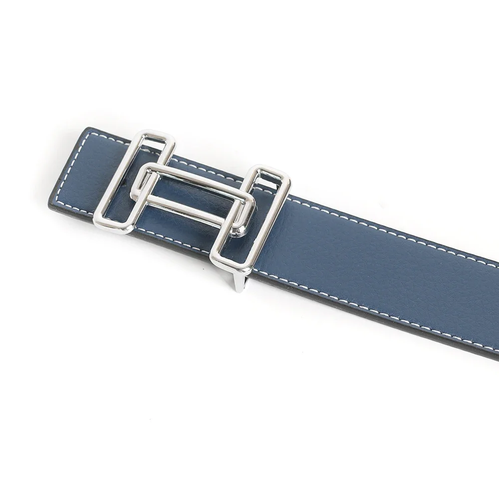 Luxus Designer Marke Pin Schnalle Gürtel Männer hochwertige Rindsleder Frauen echtes echtes Leder Kleid Riemen für Jeans Bund blau – Detail 12