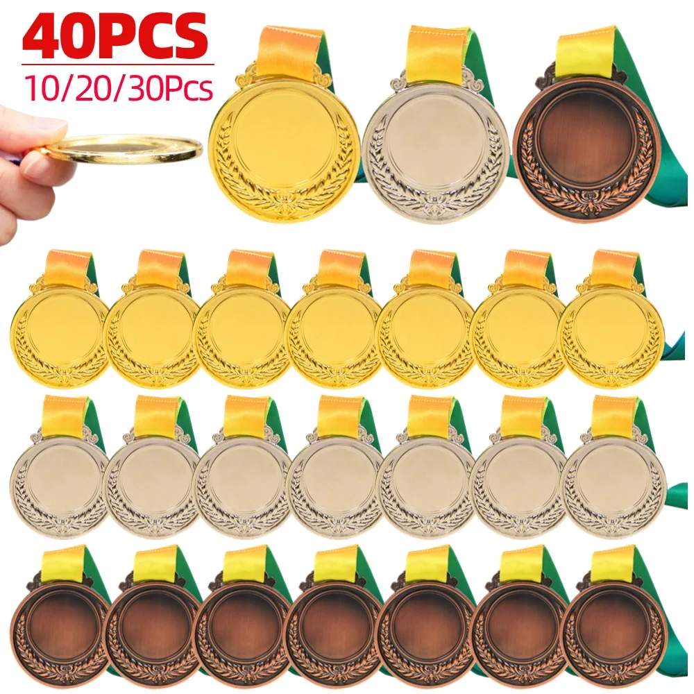 10/20/30/40PCS Sports Gold Silver Bronze Award Medal Football Competition Medals Collection Prize for Kids School Winner Reward