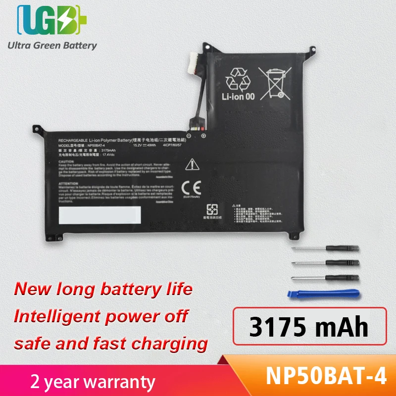 

UGB New NP50BAT-4 4ICP7/60/57 Battery For Clevo XMG Focus,JIANGXIN X15 Notebook 15.2V 49wh 3175mAh