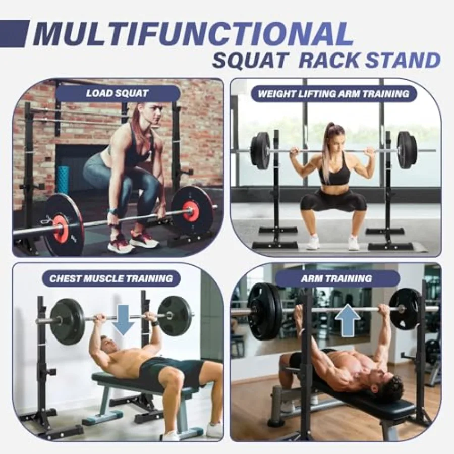 F2C زوج رف القرفصاء القابل للتعديل 41 "-66" قوي الصلب الحديد مقاعد البدلاء الصحافة حامل الصالة الرياضية/المنزل الصالة الرياضية المحمولة الدمبل رفوف حامل ماكس 55