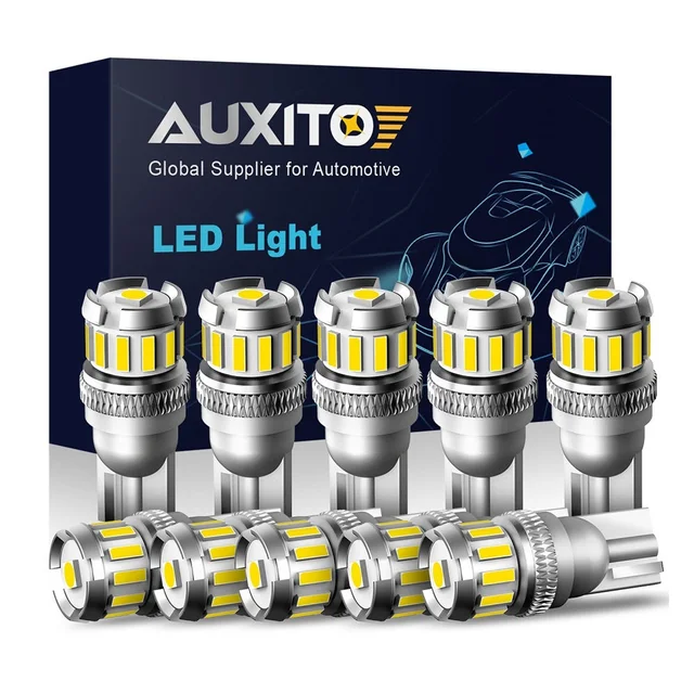 10X W5W LED T10 Żarówki LED Canbus 4014 3020SMD Do BMW Audi Samochodowe światła postojowe Wewnętrzne światła kopułowe 12V Białe 6500K