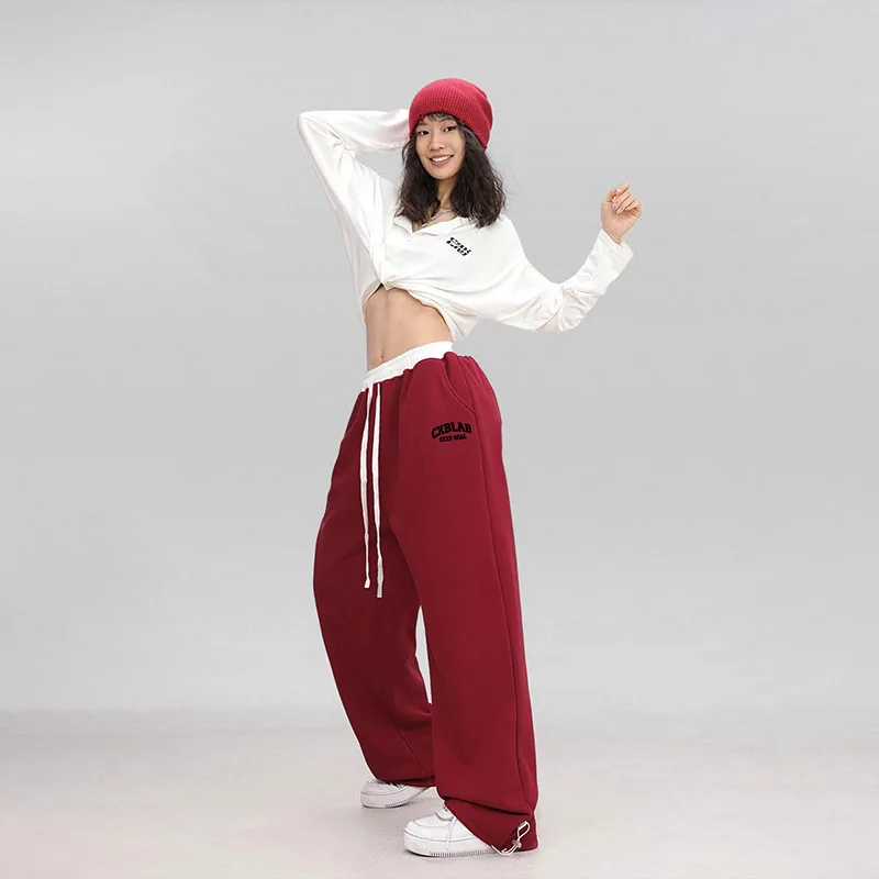 Koreanische Street Dance Hip Hop Sport Hosen für frauen Frühjahr Neue Jazz Dance Hohe Taille Gerade Bein Hosen Y2k Streetwear