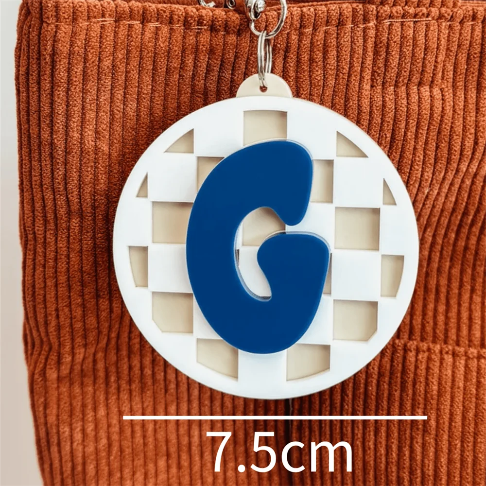 Custom Name Keychain Personalized Cut Round Plaid Three-Layer Acrylic Backpack Key Chain Party Decoration Gift Custom Keychain