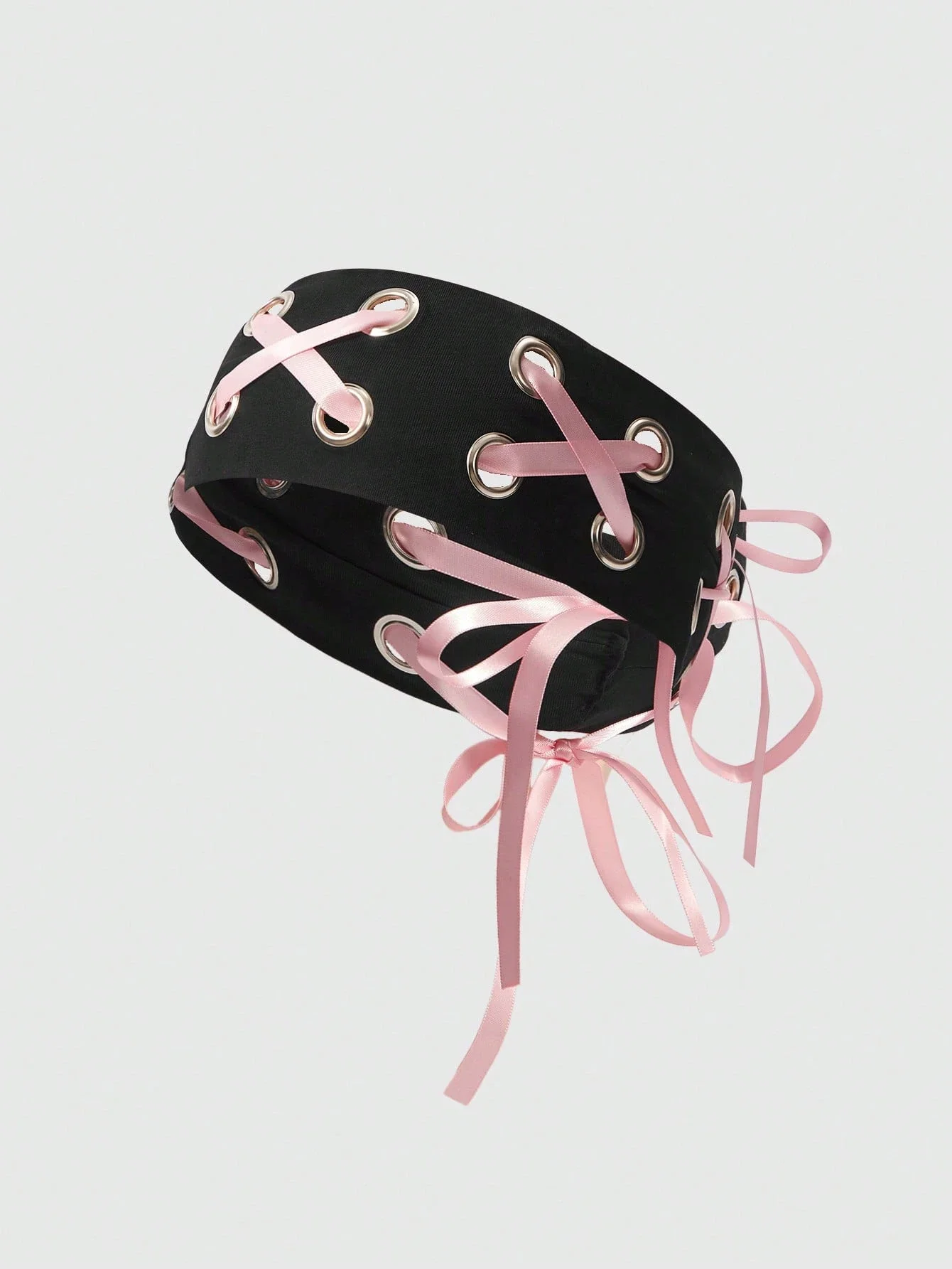 

Punk Style Lace-Up Headband With Pink Ribbon For Women