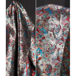 Dunhuang flower butterfly dream color bright silk jacquard texture profile trench coat coat Qipao garment designer fabric