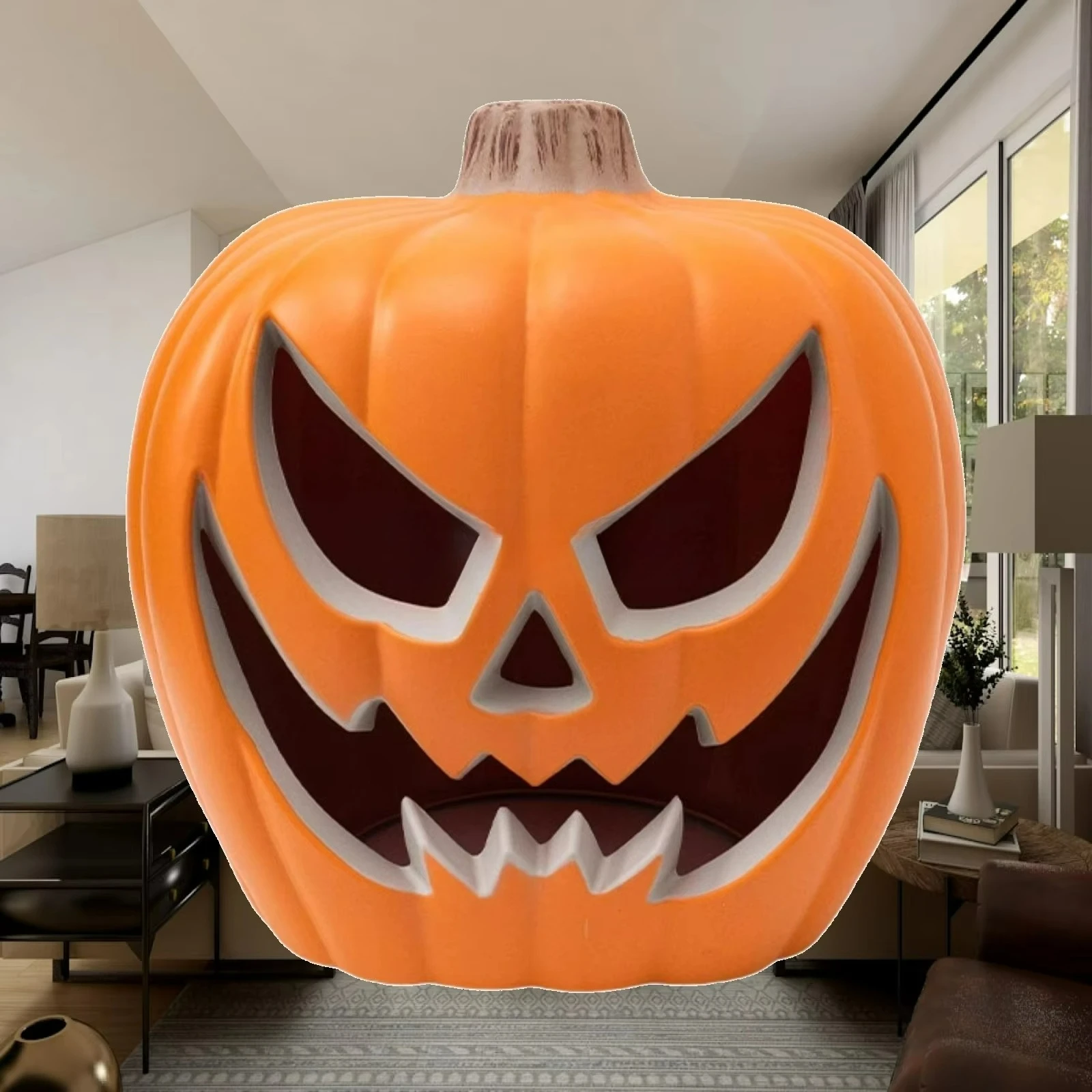Halloween Pumpkin Lantern Illuminated Pumpkin Light with Cutout Orange for Porch