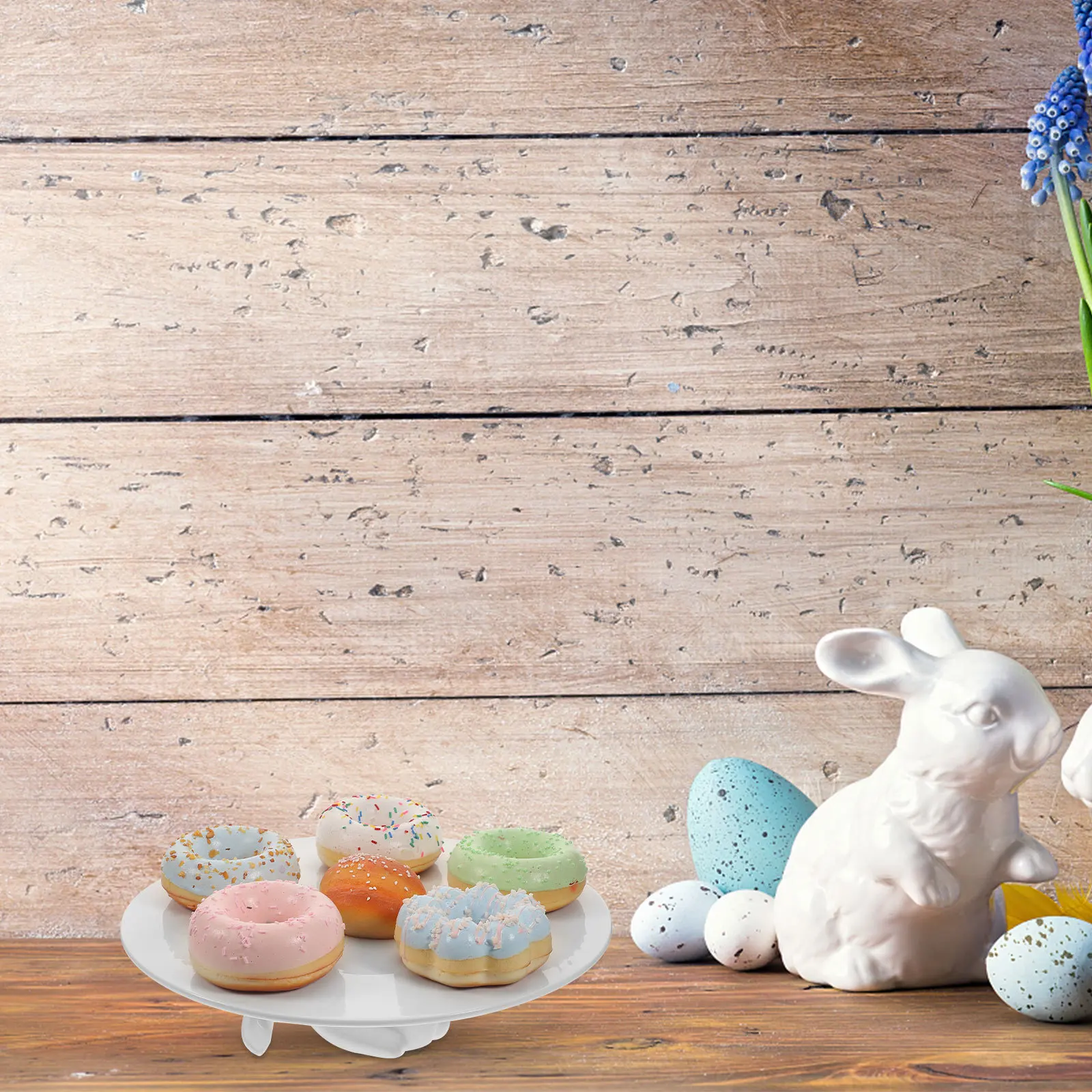 

Rabbit Cake Plate Premium Ceramic Serving Tray for Snacks Fruits Desserts Easter Theme Party Food Display Stand