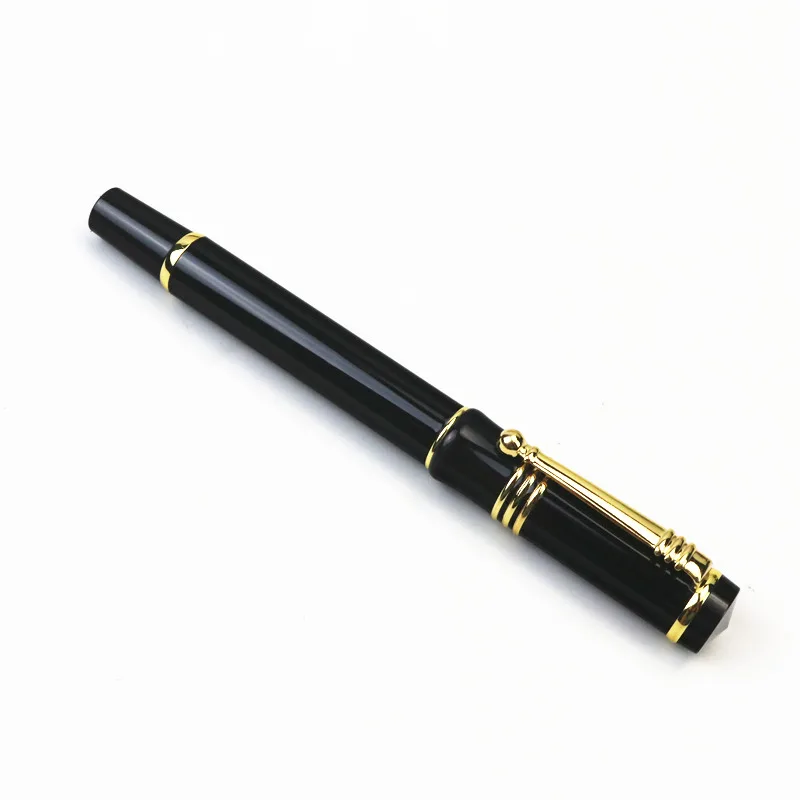 

High quality gold ring cap fountain pen Iridium nib for smooth writing copper penholder Custom engraved text