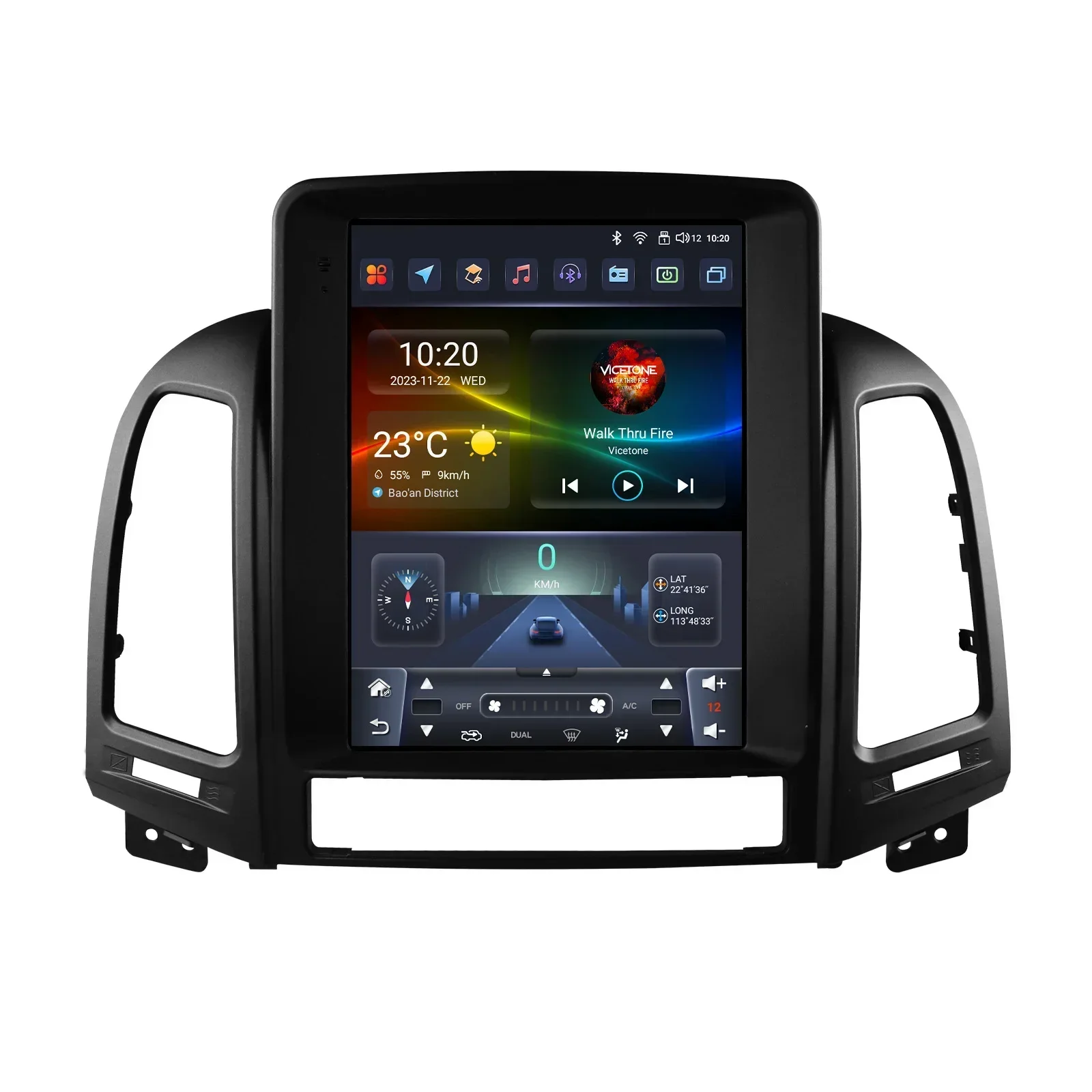 Hizpo 9.7 Carplay 4G 2 Din Android 13 Car Radio for Hyundai Santa Fe II CM 2006 - 2012 Multimedia Video Player GPS DSP Autoradio