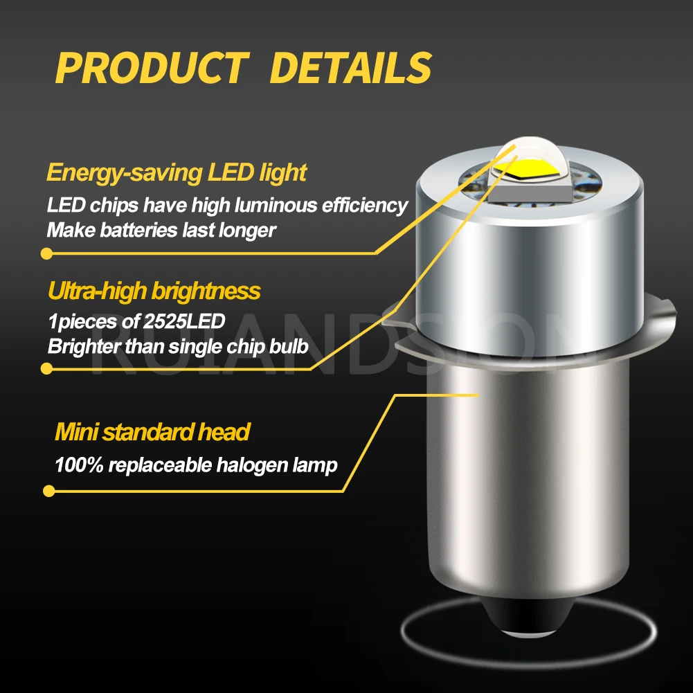 RUIANDSION 1 Upgrade P13.5S DC 3V 6V 4.5V 2-4 Units Aluminum Alloy Replacement Maglite Bulb Flashlight Work Light view 5