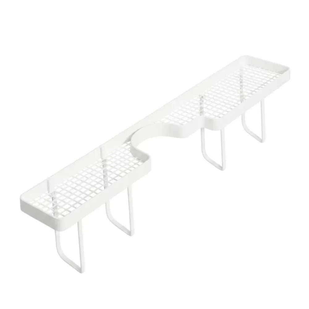 Sturdy No-Drill Bathroom Storage Rack Rustproof Hollow Out Faucet Shelf Space Saving Cosmetics Storage Rack for Bathroom Counter