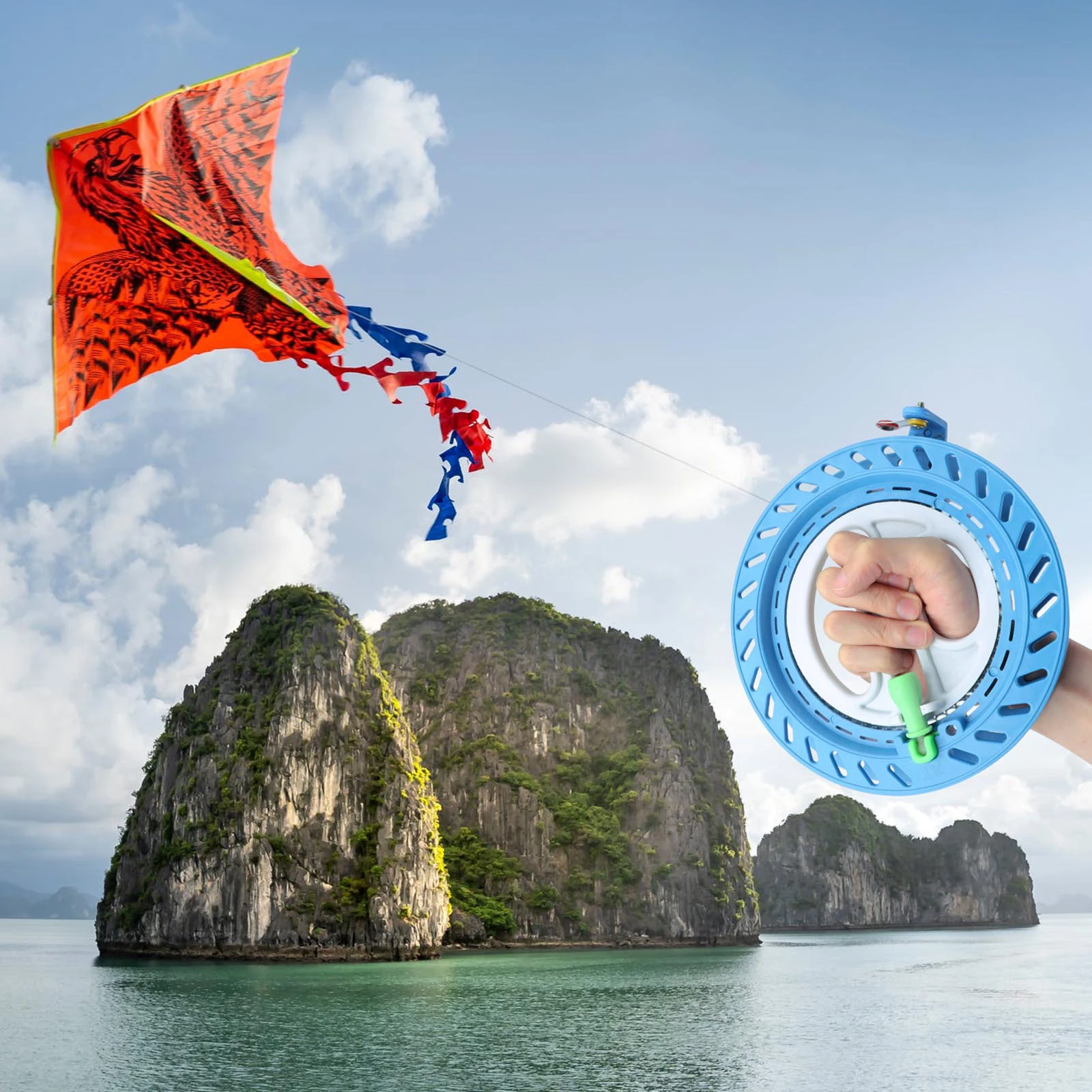 

2 pcs 18Cm Lockable Reel Winder Hand Wheel Nylon Shaft Durable Scratch Resistant Outdoor Kite Cord Accessories Red Blue Style
