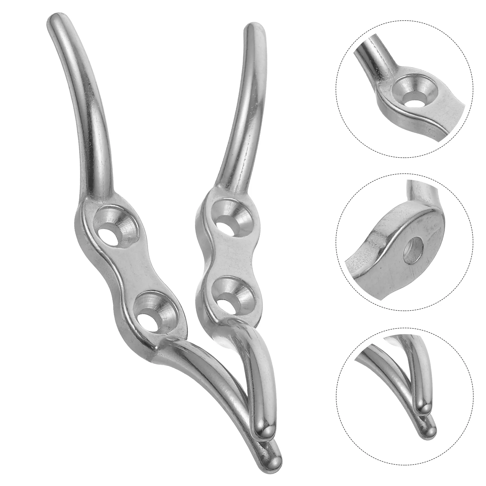 

2 Pcs Marine Flagpole Hook Boat Anchor Dock Deck Rope Cleat Yacht Stainless Steel