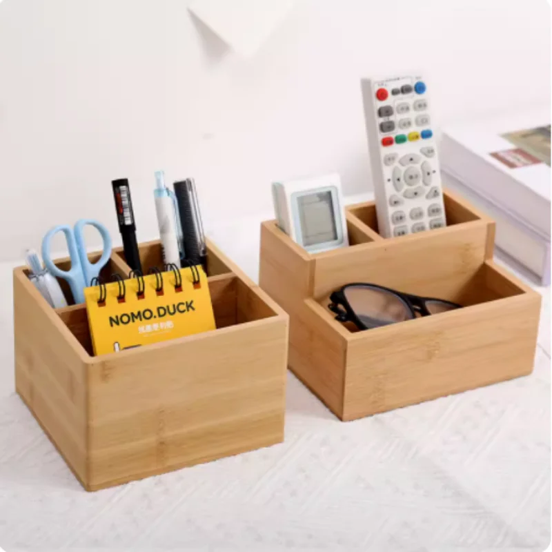 

Solid Wood Desktop Storage Box Study Living Room Remote Control Storage Box Bamboo Simple Office Stationery Organizer Box